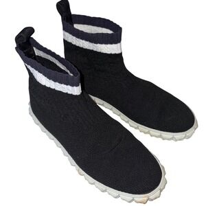 Stuart Weitzman Sock Sneakers Black Knit Slip On Shoes Women's 8.5 Designer